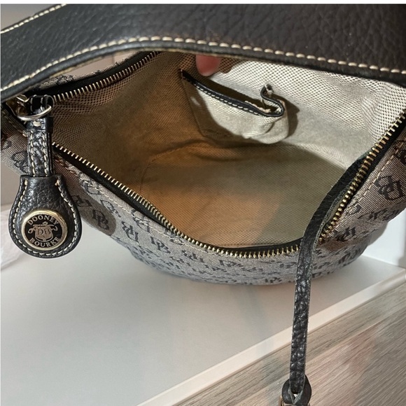 Dooney & Bourke Gray Signature Print Mini Hobo Bag w/Black Pebbled Leather Trim - Picture 4 of 12